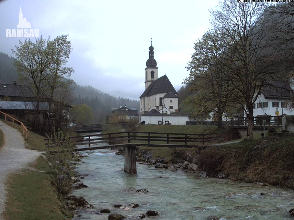 Archiv Foto Webcam Malerwinkel in Ramsau bei Berchtesgaden - Ortskirche St. Sebastian