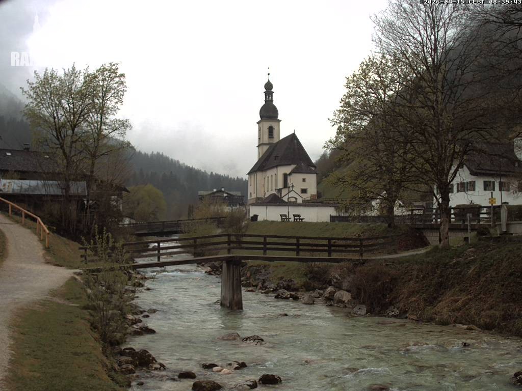 Archiv Foto Webcam Malerwinkel in Ramsau bei Berchtesgaden - Ortskirche St. Sebastian