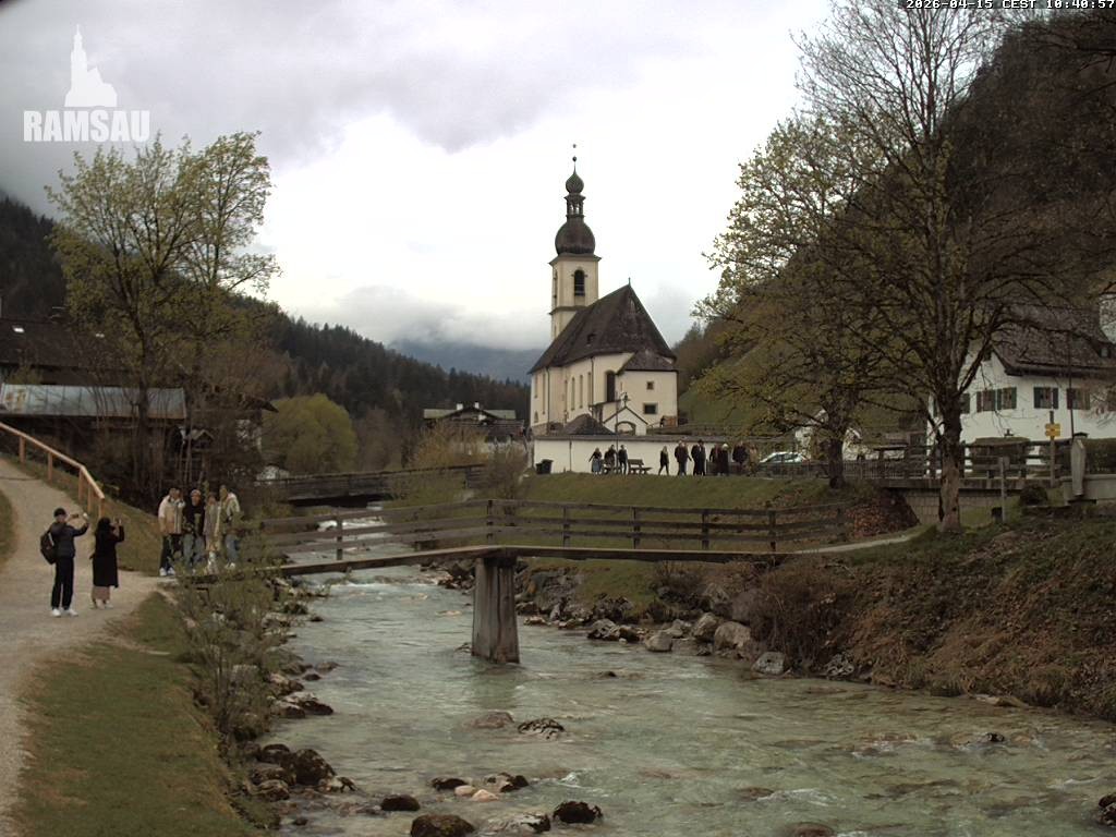 Archiv Foto Webcam Malerwinkel in Ramsau bei Berchtesgaden - Ortskirche St. Sebastian