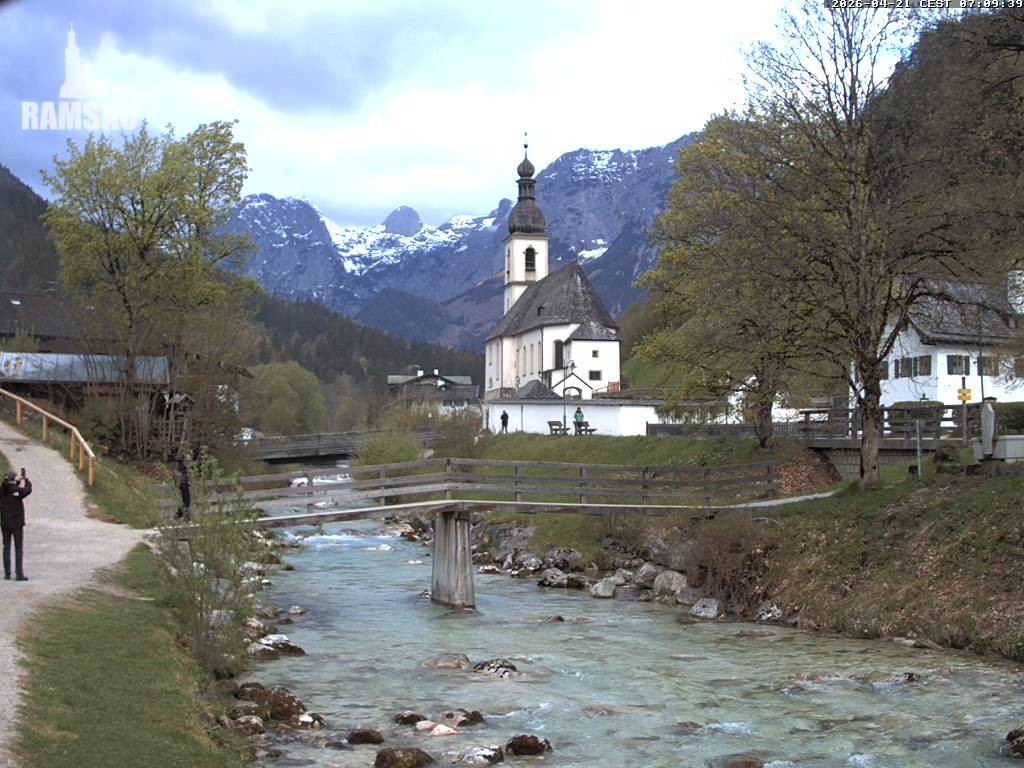 Archiv Foto Webcam Malerwinkel in Ramsau bei Berchtesgaden - Ortskirche St. Sebastian