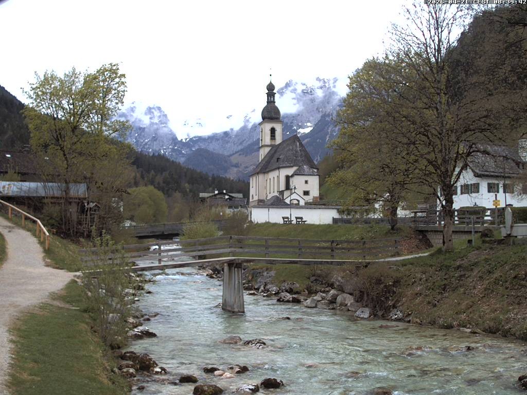 Archiv Foto Webcam Malerwinkel in Ramsau bei Berchtesgaden - Ortskirche St. Sebastian