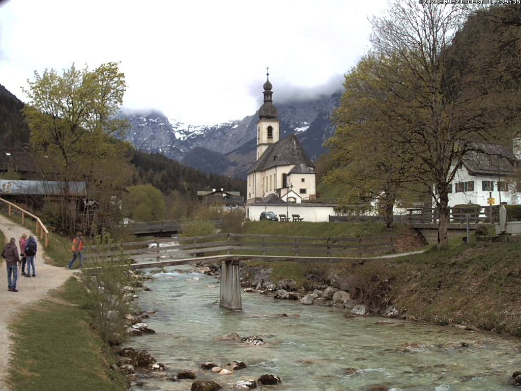 Archiv Foto Webcam Malerwinkel in Ramsau bei Berchtesgaden - Ortskirche St. Sebastian