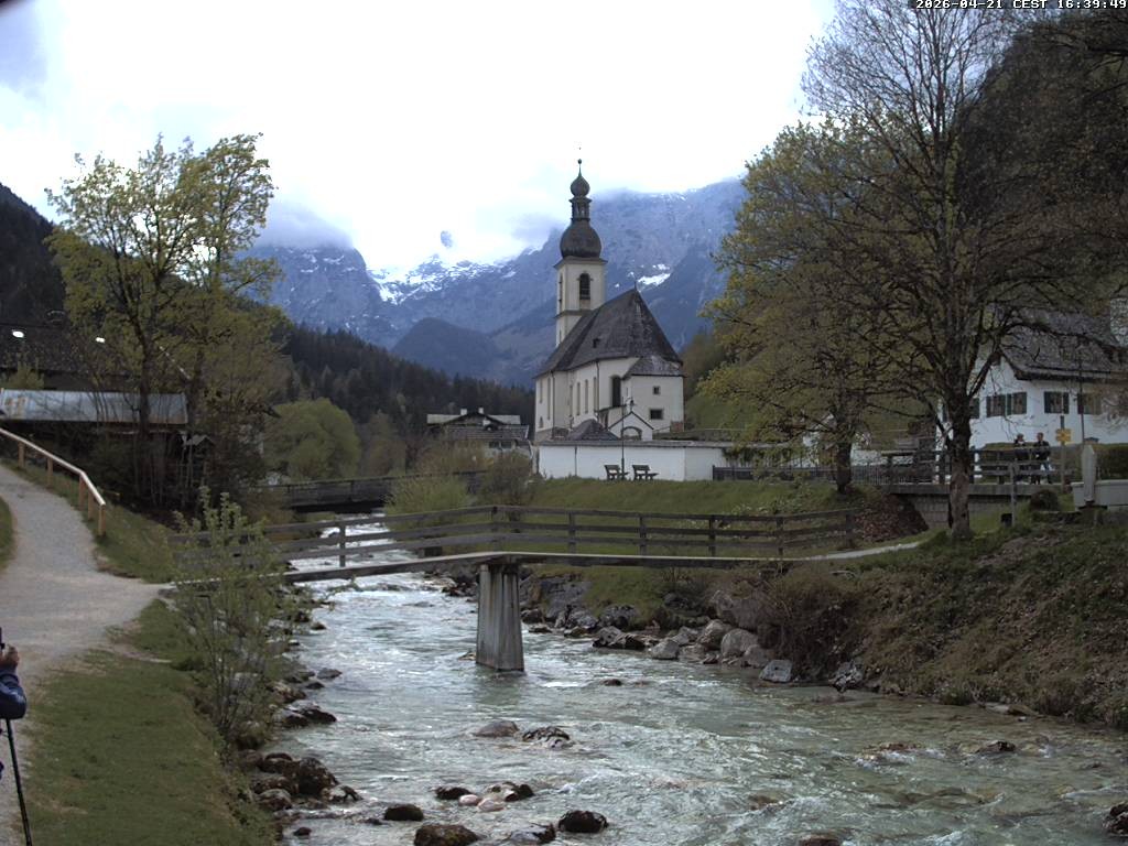 Archiv Foto Webcam Malerwinkel in Ramsau bei Berchtesgaden - Ortskirche St. Sebastian