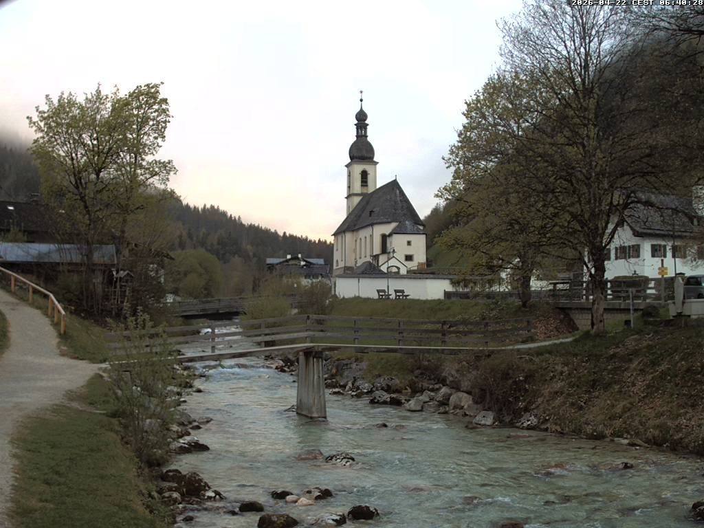 Archiv Foto Webcam Malerwinkel in Ramsau bei Berchtesgaden - Ortskirche St. Sebastian