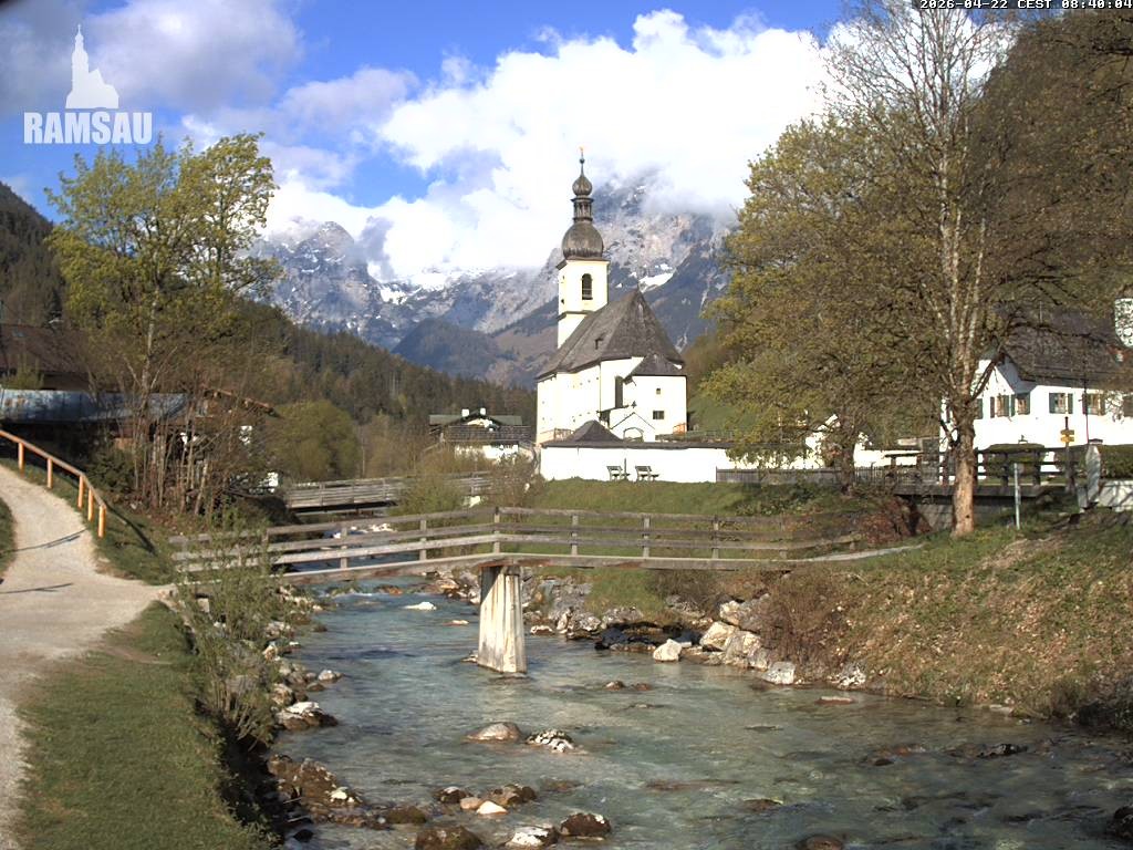 Archiv Foto Webcam Malerwinkel in Ramsau bei Berchtesgaden - Ortskirche St. Sebastian