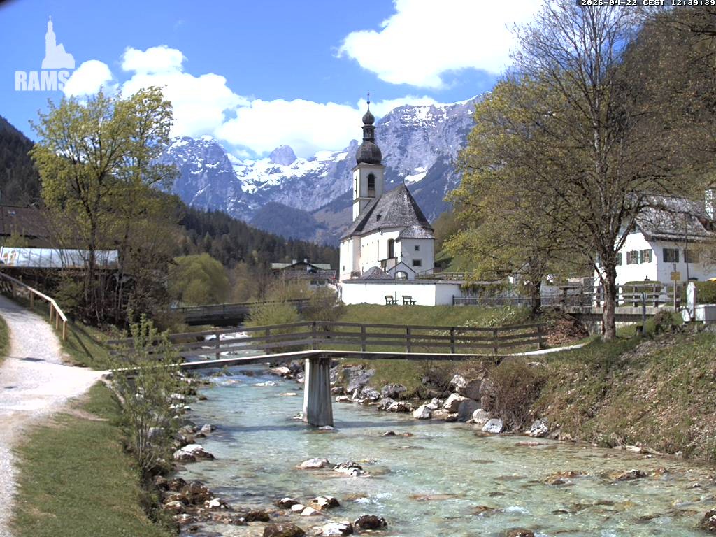 Archiv Foto Webcam Malerwinkel in Ramsau bei Berchtesgaden - Ortskirche St. Sebastian