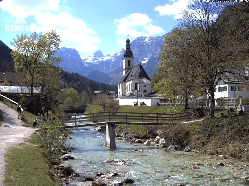 Archiv Foto Webcam Malerwinkel in Ramsau bei Berchtesgaden - Ortskirche St. Sebastian
