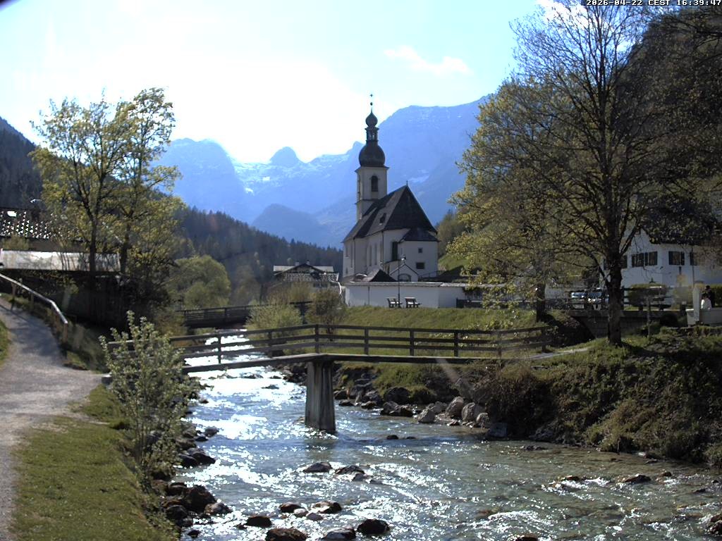 Archiv Foto Webcam Malerwinkel in Ramsau bei Berchtesgaden - Ortskirche St. Sebastian