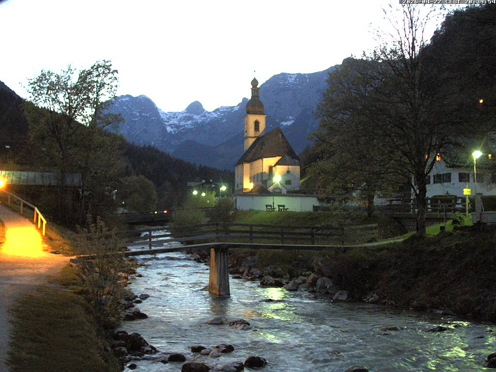 Archiv Foto Webcam Malerwinkel in Ramsau bei Berchtesgaden - Ortskirche St. Sebastian