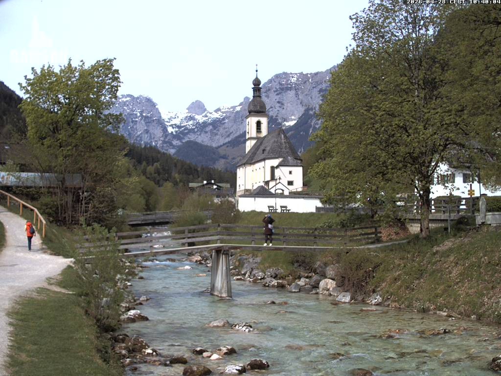 Archiv Foto Webcam Malerwinkel in Ramsau bei Berchtesgaden - Ortskirche St. Sebastian