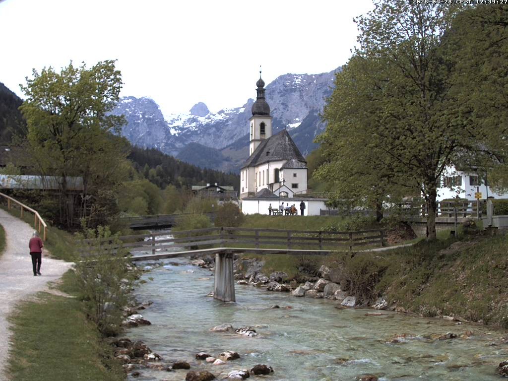 Archiv Foto Webcam Malerwinkel in Ramsau bei Berchtesgaden - Ortskirche St. Sebastian