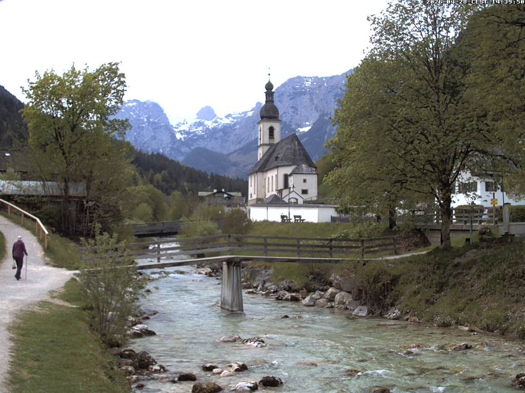 Archiv Foto Webcam Malerwinkel in Ramsau bei Berchtesgaden - Ortskirche St. Sebastian