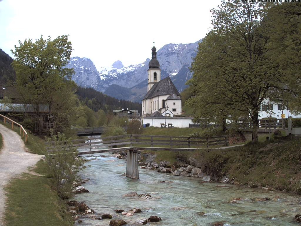 Archiv Foto Webcam Malerwinkel in Ramsau bei Berchtesgaden - Ortskirche St. Sebastian