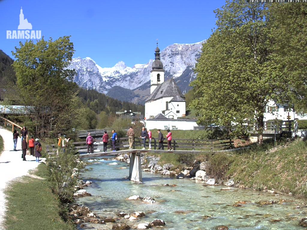 Archiv Foto Webcam Malerwinkel in Ramsau bei Berchtesgaden - Ortskirche St. Sebastian