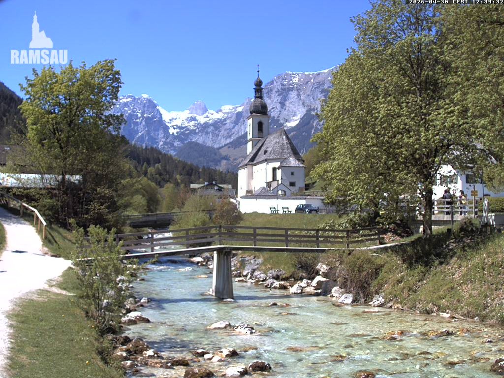 Archiv Foto Webcam Malerwinkel in Ramsau bei Berchtesgaden - Ortskirche St. Sebastian