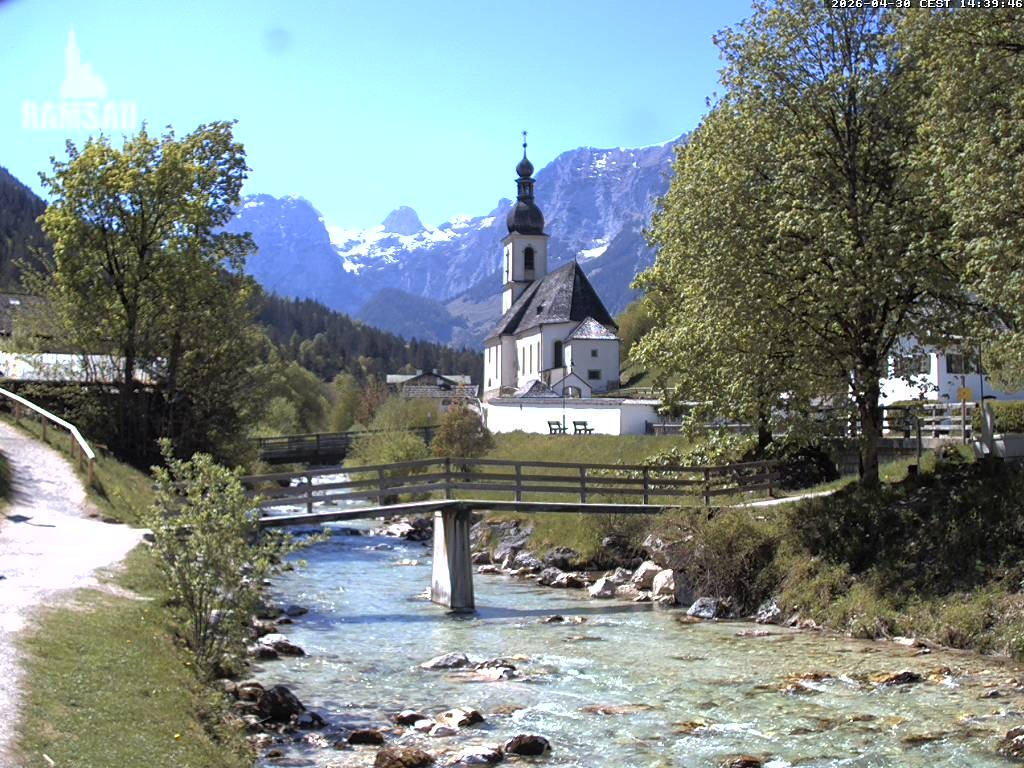 Archiv Foto Webcam Malerwinkel in Ramsau bei Berchtesgaden - Ortskirche St. Sebastian