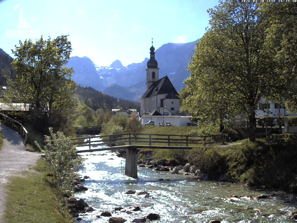 Archiv Foto Webcam Malerwinkel in Ramsau bei Berchtesgaden - Ortskirche St. Sebastian