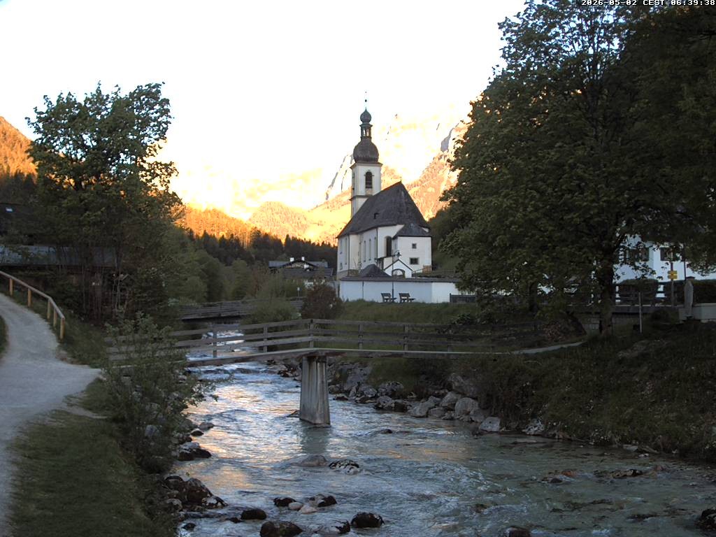 Archiv Foto Webcam Malerwinkel in Ramsau bei Berchtesgaden - Ortskirche St. Sebastian
