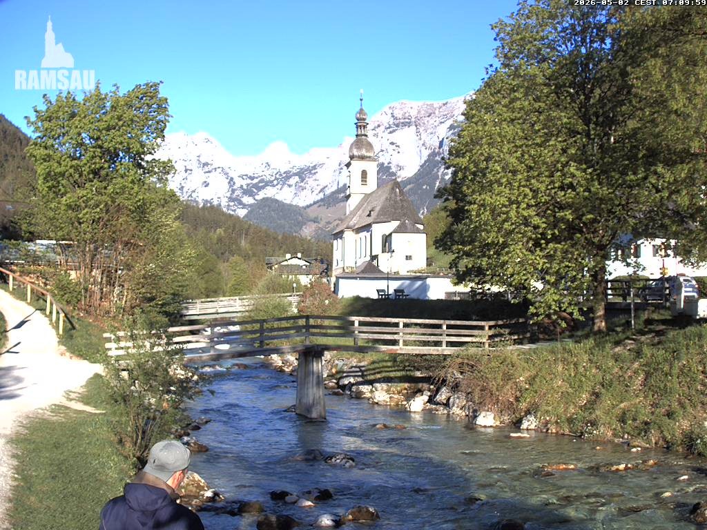 Archiv Foto Webcam Malerwinkel in Ramsau bei Berchtesgaden - Ortskirche St. Sebastian