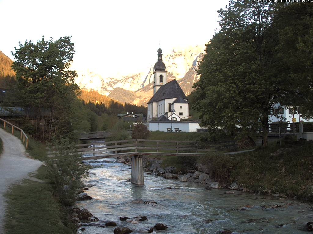 Archiv Foto Webcam Malerwinkel in Ramsau bei Berchtesgaden - Ortskirche St. Sebastian