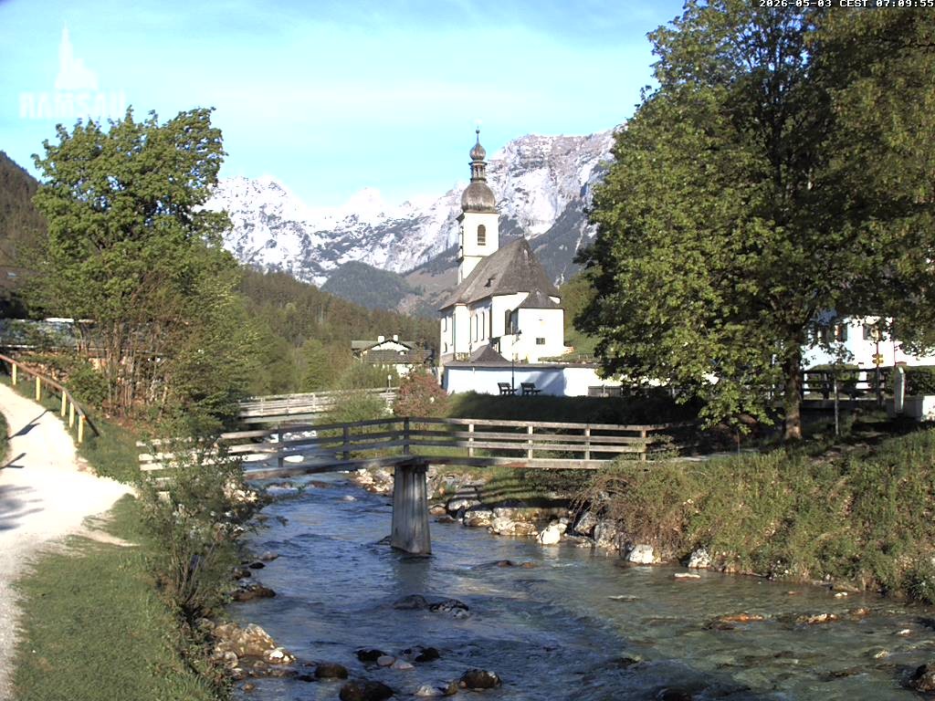 Archiv Foto Webcam Malerwinkel in Ramsau bei Berchtesgaden - Ortskirche St. Sebastian