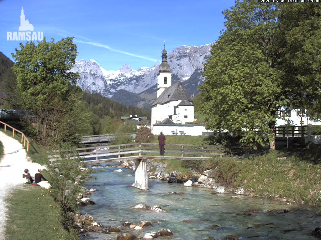 Archiv Foto Webcam Malerwinkel in Ramsau bei Berchtesgaden - Ortskirche St. Sebastian