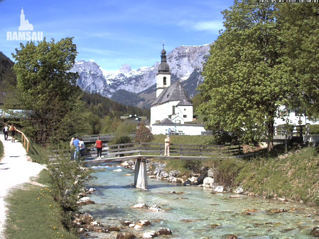 Archiv Foto Webcam Malerwinkel in Ramsau bei Berchtesgaden - Ortskirche St. Sebastian