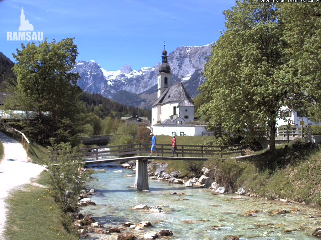 Archiv Foto Webcam Malerwinkel in Ramsau bei Berchtesgaden - Ortskirche St. Sebastian