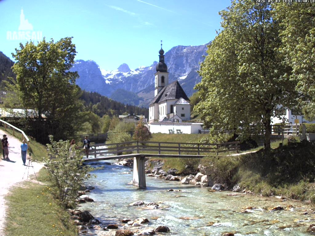 Archiv Foto Webcam Malerwinkel in Ramsau bei Berchtesgaden - Ortskirche St. Sebastian