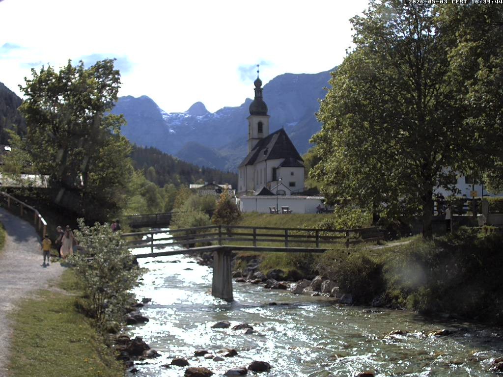 Archiv Foto Webcam Malerwinkel in Ramsau bei Berchtesgaden - Ortskirche St. Sebastian
