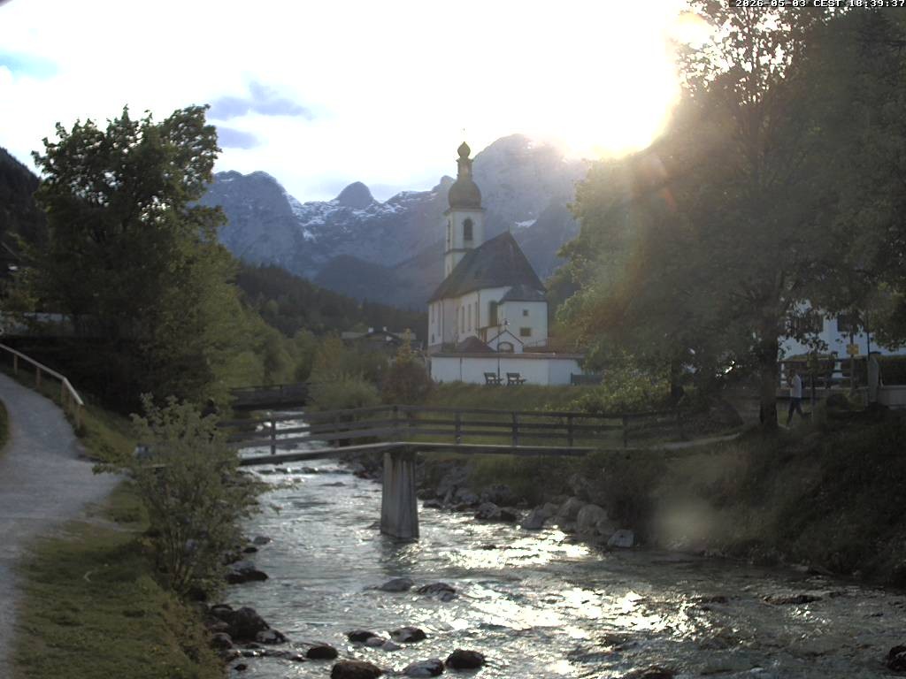 Archiv Foto Webcam Malerwinkel in Ramsau bei Berchtesgaden - Ortskirche St. Sebastian
