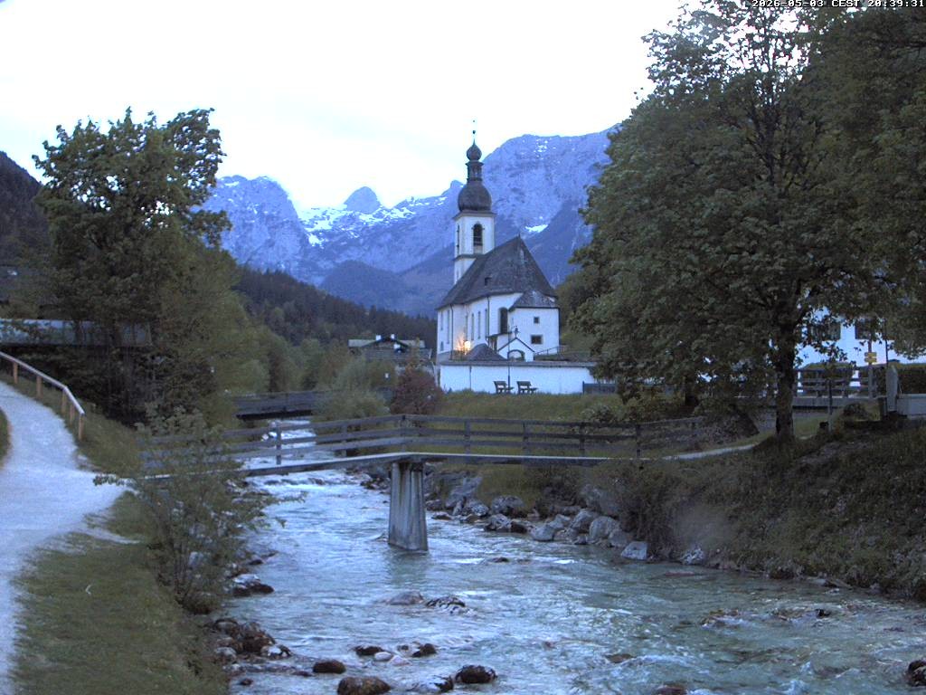 Archiv Foto Webcam Malerwinkel in Ramsau bei Berchtesgaden - Ortskirche St. Sebastian