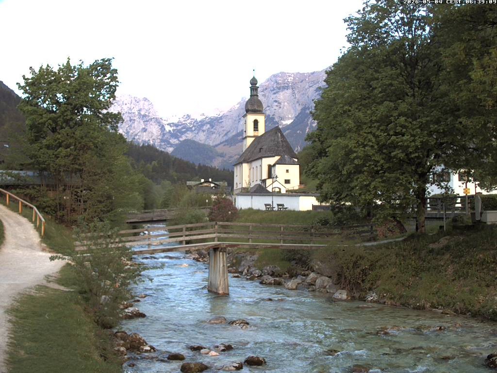 Archiv Foto Webcam Malerwinkel in Ramsau bei Berchtesgaden - Ortskirche St. Sebastian