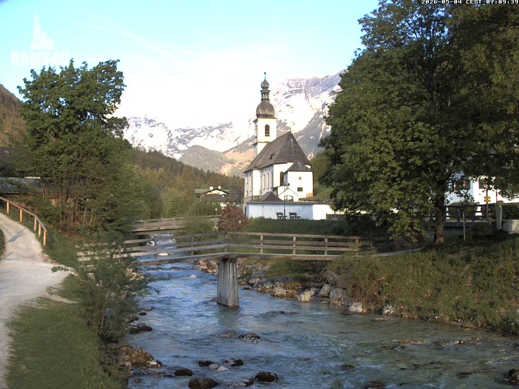 Archiv Foto Webcam Malerwinkel in Ramsau bei Berchtesgaden - Ortskirche St. Sebastian