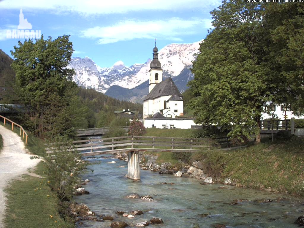 Archiv Foto Webcam Malerwinkel in Ramsau bei Berchtesgaden - Ortskirche St. Sebastian