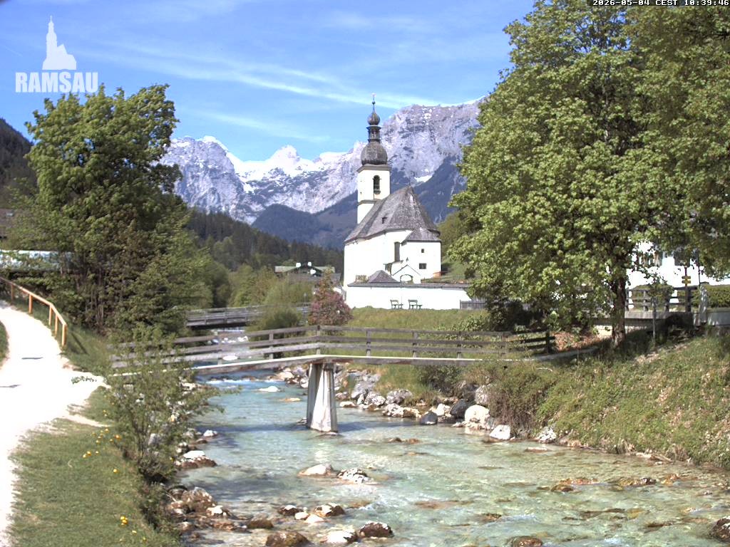 Archiv Foto Webcam Malerwinkel in Ramsau bei Berchtesgaden - Ortskirche St. Sebastian