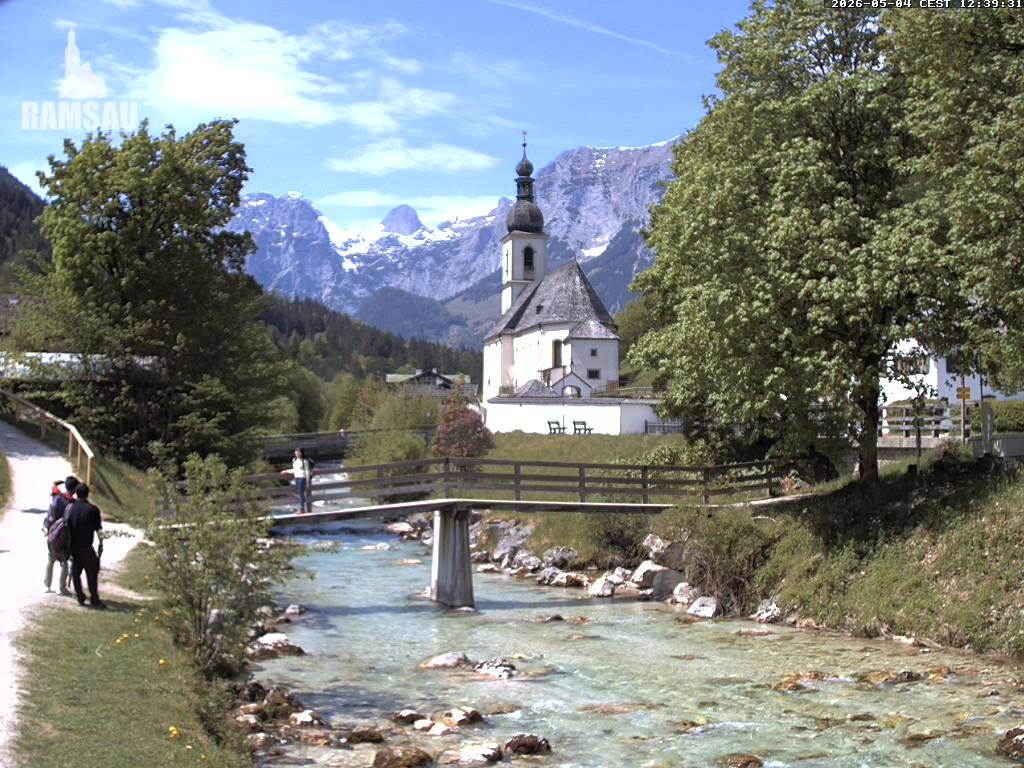 Archiv Foto Webcam Malerwinkel in Ramsau bei Berchtesgaden - Ortskirche St. Sebastian
