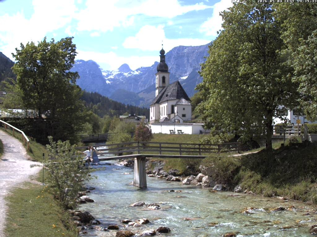 Archiv Foto Webcam Malerwinkel in Ramsau bei Berchtesgaden - Ortskirche St. Sebastian