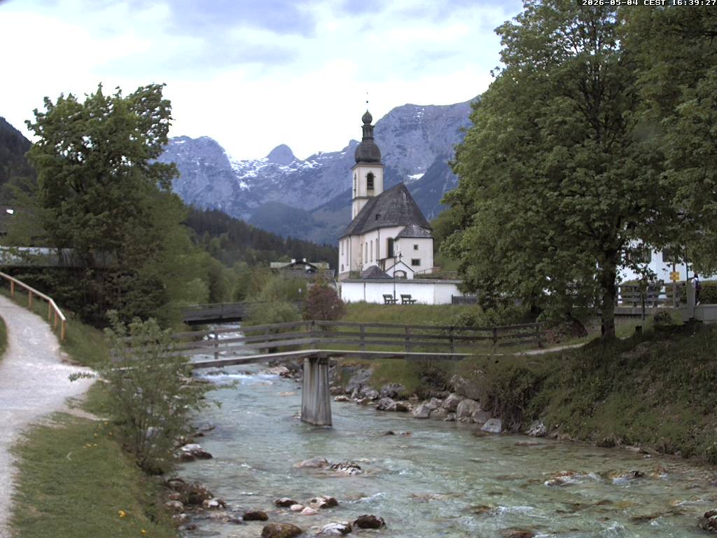 Archiv Foto Webcam Malerwinkel in Ramsau bei Berchtesgaden - Ortskirche St. Sebastian