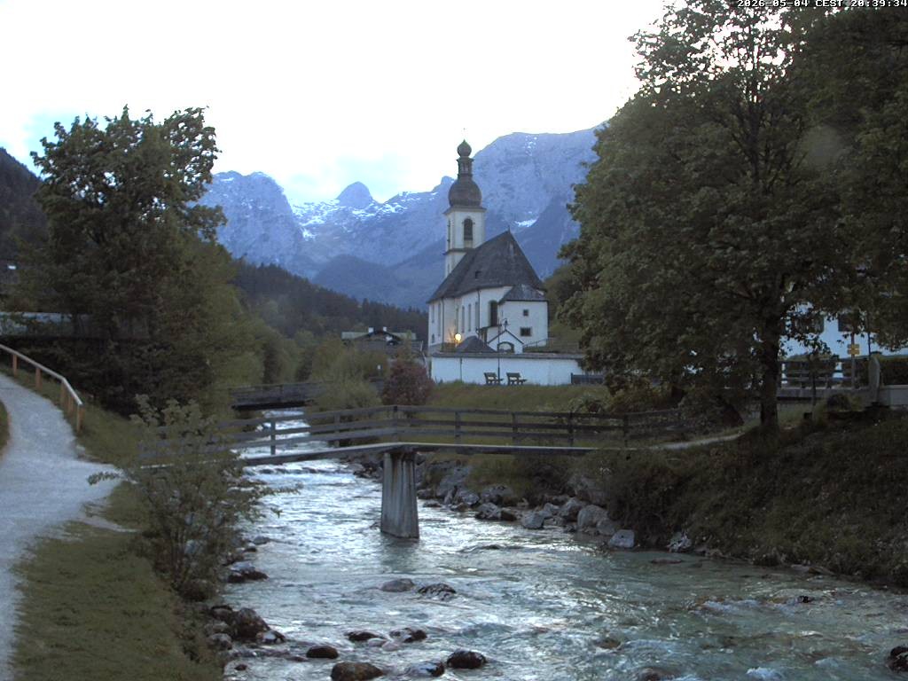 Archiv Foto Webcam Malerwinkel in Ramsau bei Berchtesgaden - Ortskirche St. Sebastian