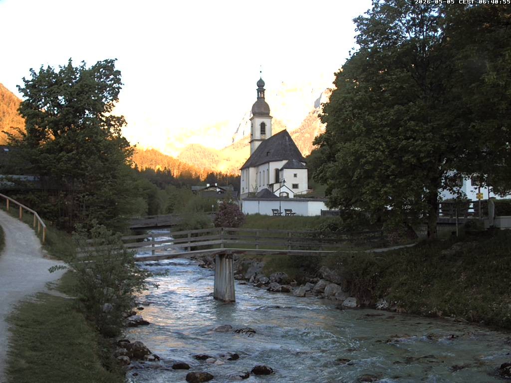 Archiv Foto Webcam Malerwinkel in Ramsau bei Berchtesgaden - Ortskirche St. Sebastian