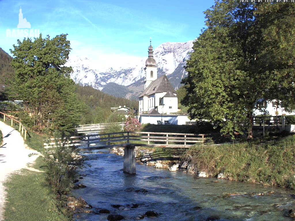 Archiv Foto Webcam Malerwinkel in Ramsau bei Berchtesgaden - Ortskirche St. Sebastian
