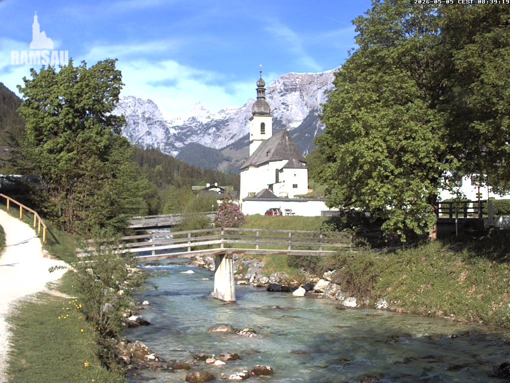 Archiv Foto Webcam Malerwinkel in Ramsau bei Berchtesgaden - Ortskirche St. Sebastian