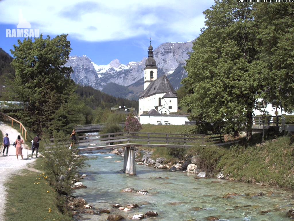Archiv Foto Webcam Malerwinkel in Ramsau bei Berchtesgaden - Ortskirche St. Sebastian