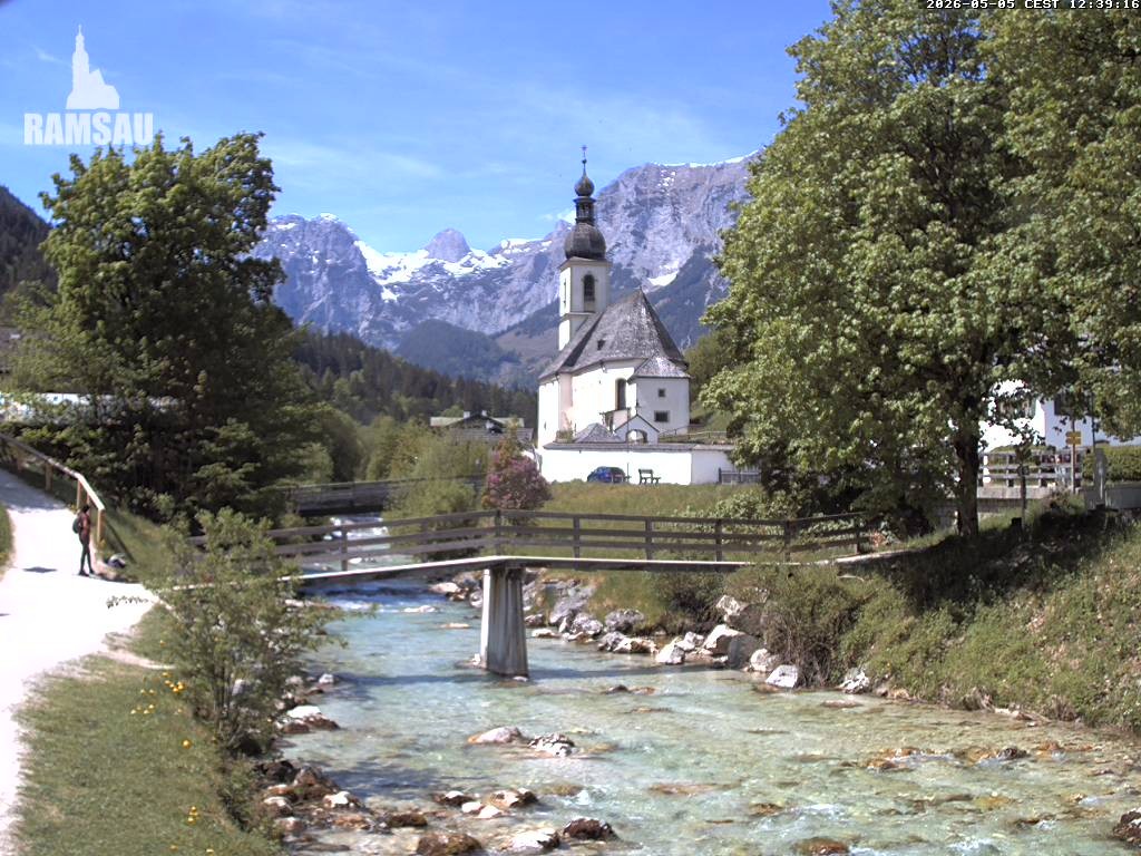 Archiv Foto Webcam Malerwinkel in Ramsau bei Berchtesgaden - Ortskirche St. Sebastian