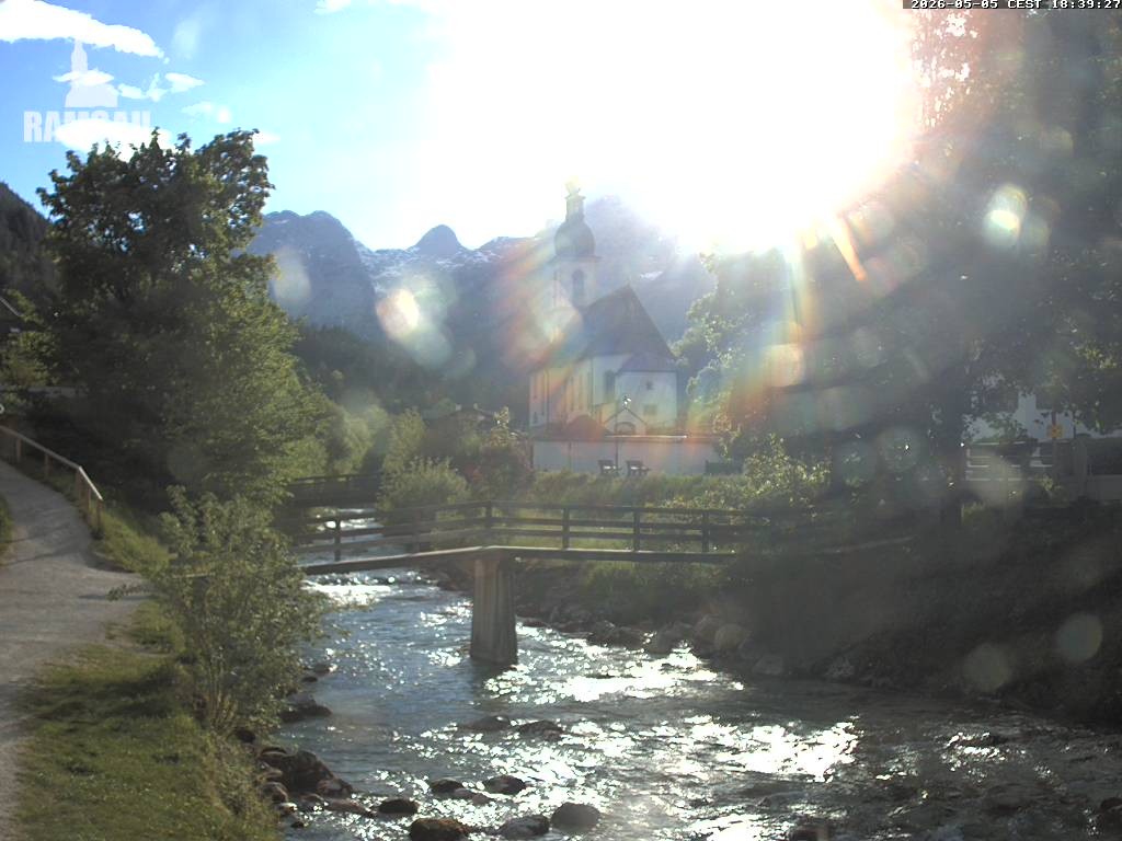 Archiv Foto Webcam Malerwinkel in Ramsau bei Berchtesgaden - Ortskirche St. Sebastian