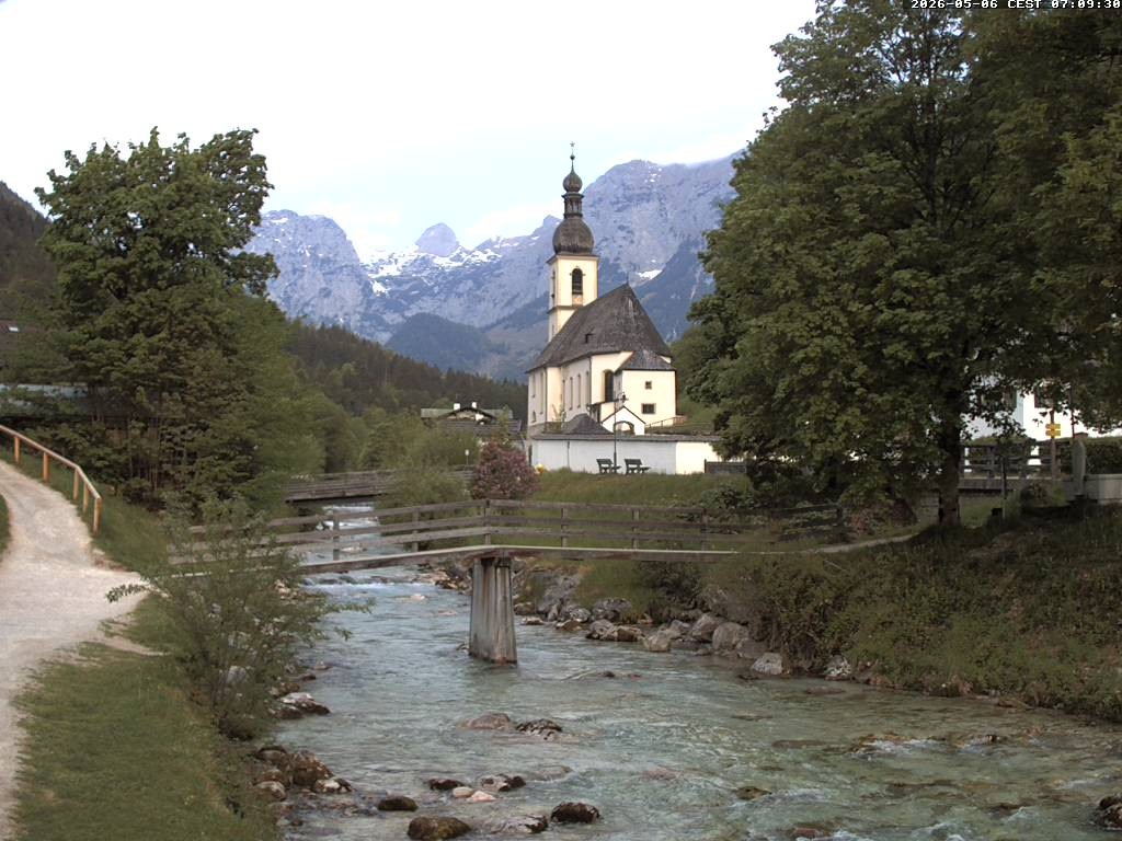 Archived image Webcam Ramsau - Berchtesgaden - St. Sebastian Church