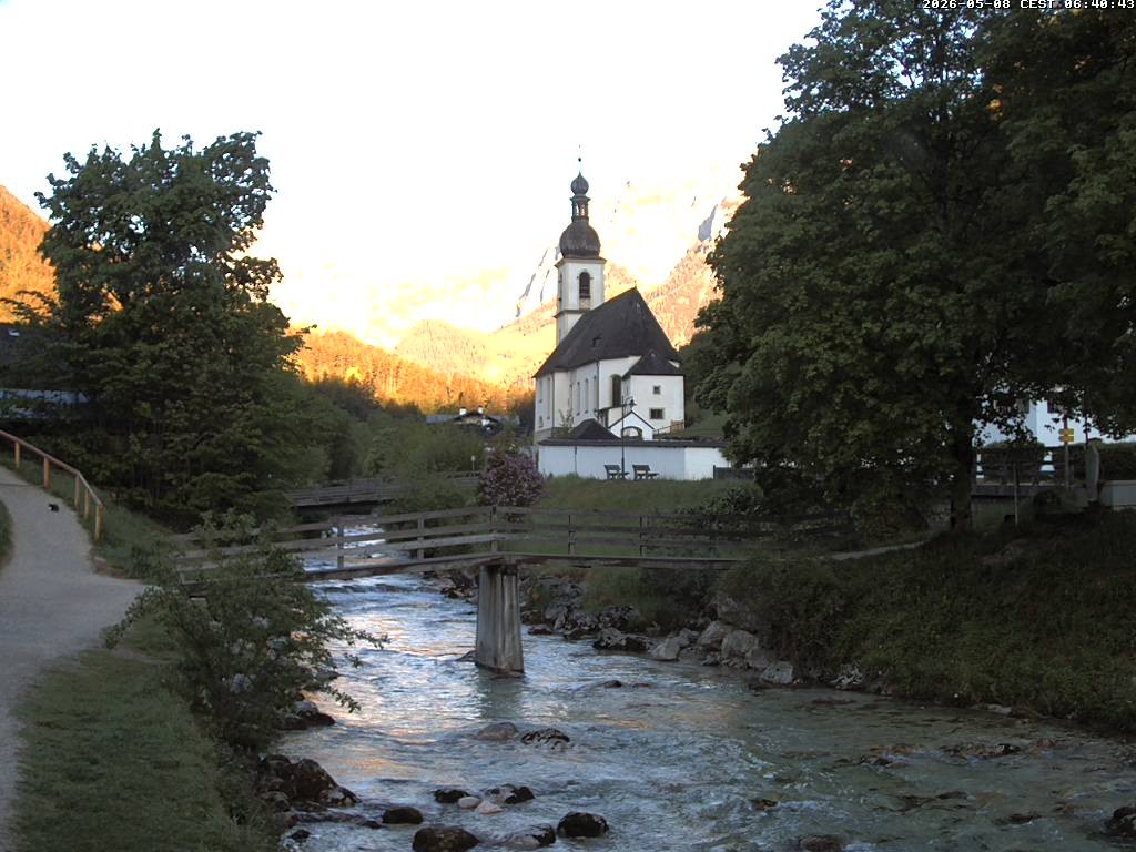 Archiv Foto Webcam Malerwinkel in Ramsau bei Berchtesgaden - Ortskirche St. Sebastian