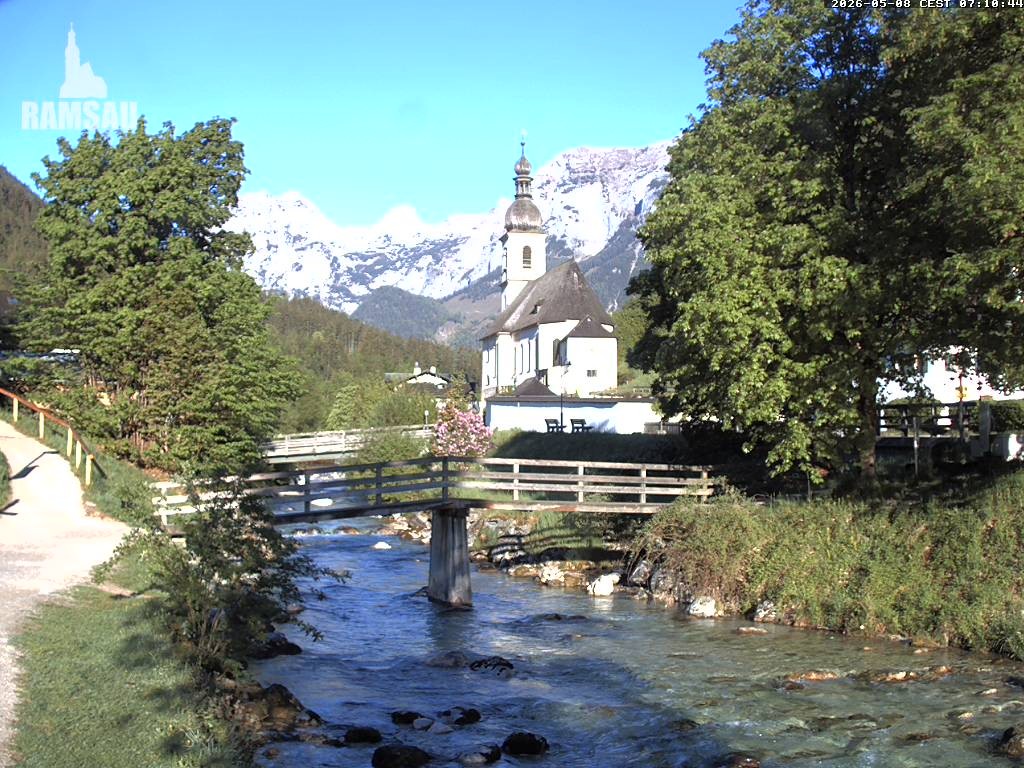 Archiv Foto Webcam Malerwinkel in Ramsau bei Berchtesgaden - Ortskirche St. Sebastian