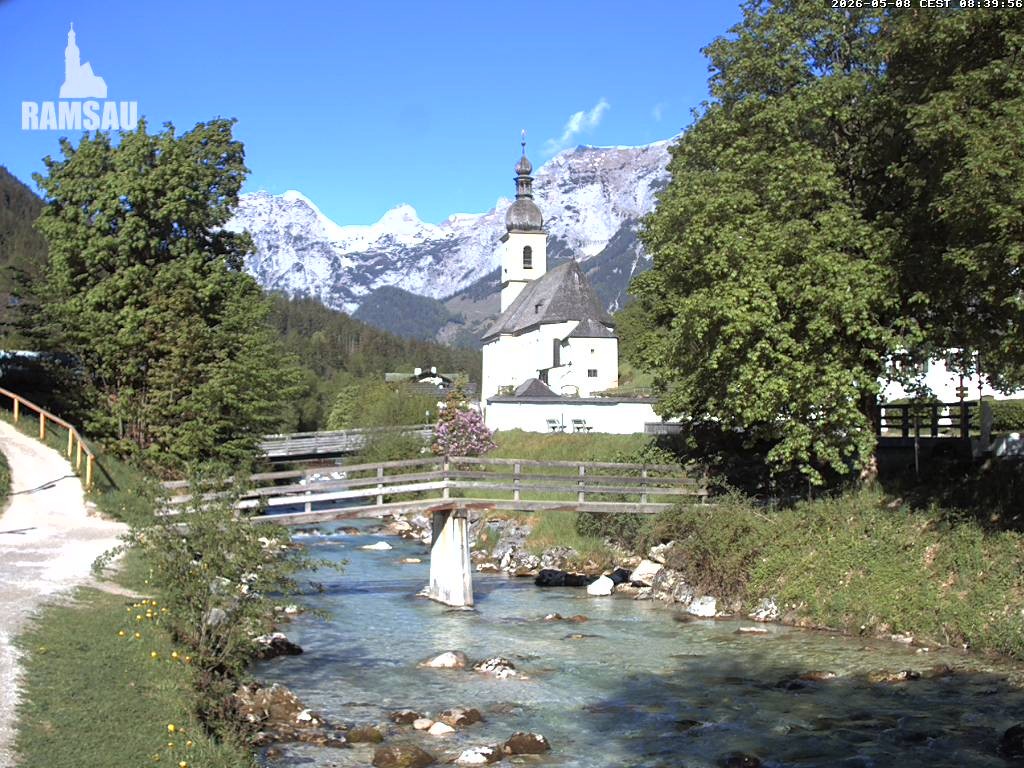 Archiv Foto Webcam Malerwinkel in Ramsau bei Berchtesgaden - Ortskirche St. Sebastian